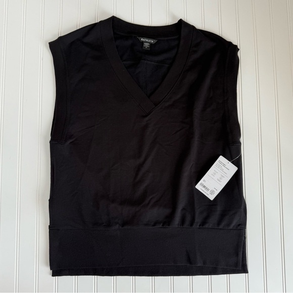 Athleta Retroterry Sweatshirt Womens Black Sleeveless V-Neck Top Medium NEW 1070 - Picture 6 of 8
